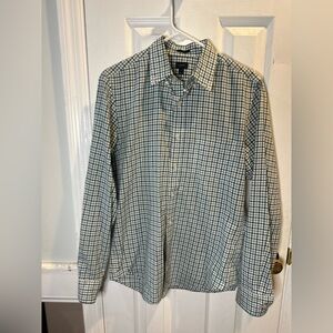 J Crew Men’s Long‎ Sleeve Button Up Slim Small Green Grey Plaid Checkered